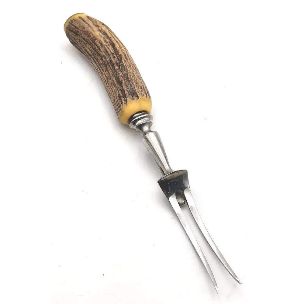 Vintage Kirk’s Antler Handle Stainless Steel Knife & Fork Set Sheffield England